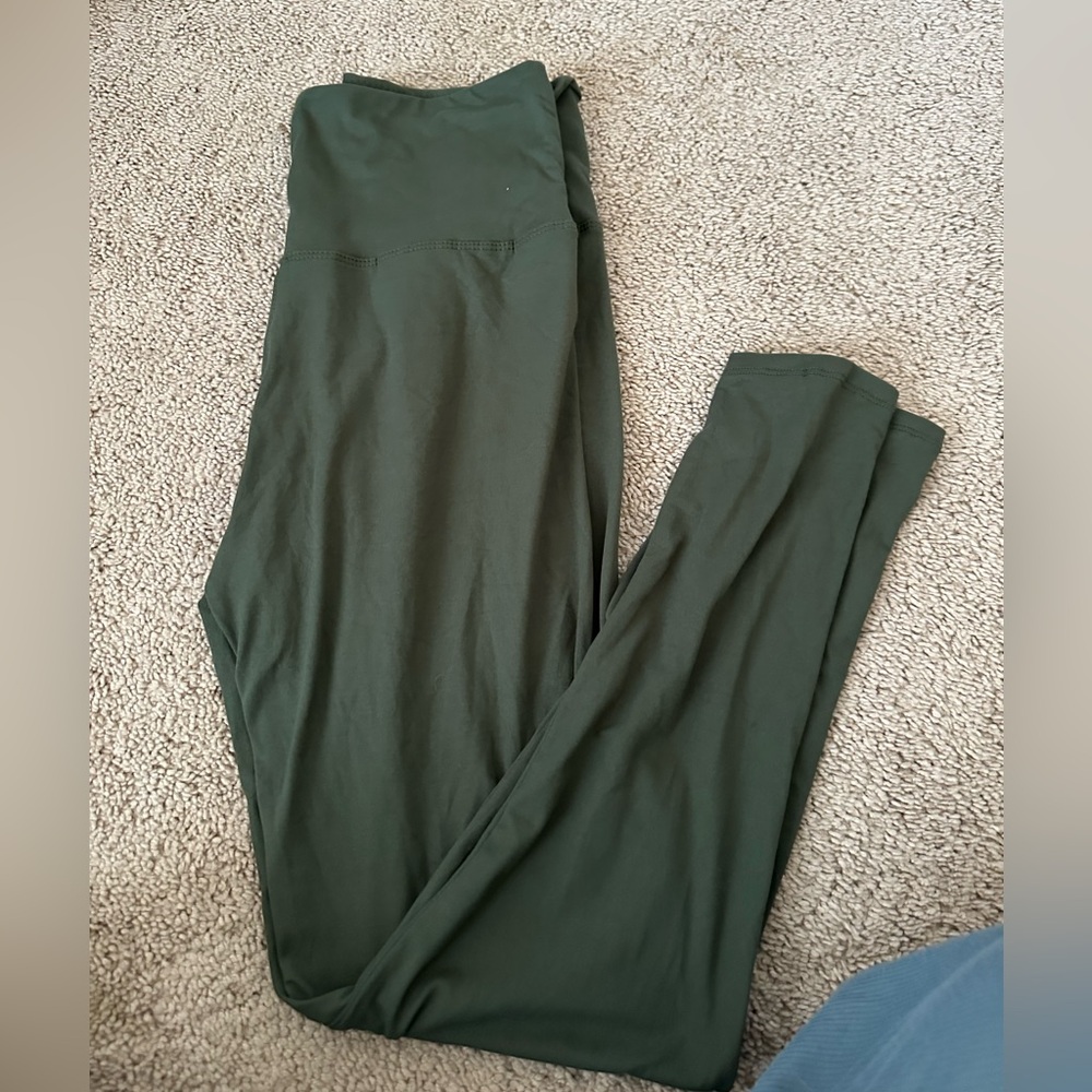 High-Waist Dark Olive Green Leggings